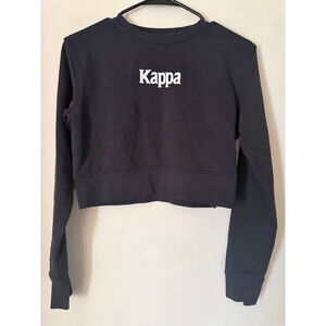 Women's Kappa Black Cropped Sweatshirt XS with Yellow Logo